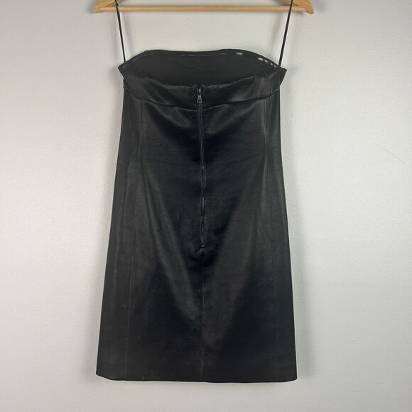 ALICE AND OLIVIA KELLY SQUARE BUST FAUX LEATHER MINI DRESS - Picture 5 of 13